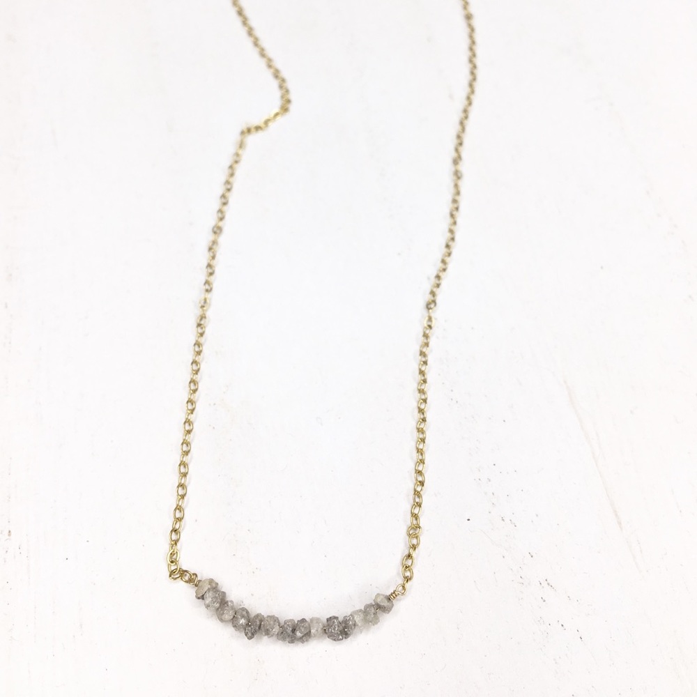 Raw diamond and 14k gold-filled chain necklace